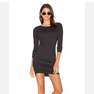 NWT NYTT Ruched Black Long Sleeve Mini Dress